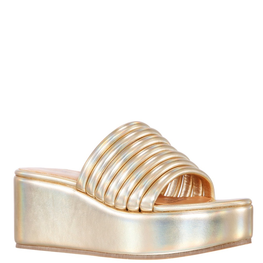 Nina Gold Platform Slide Sandals